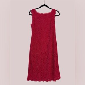 Adrianna Papell • Pink Lace Sleeveless Sheath Dress V Back Size 10
